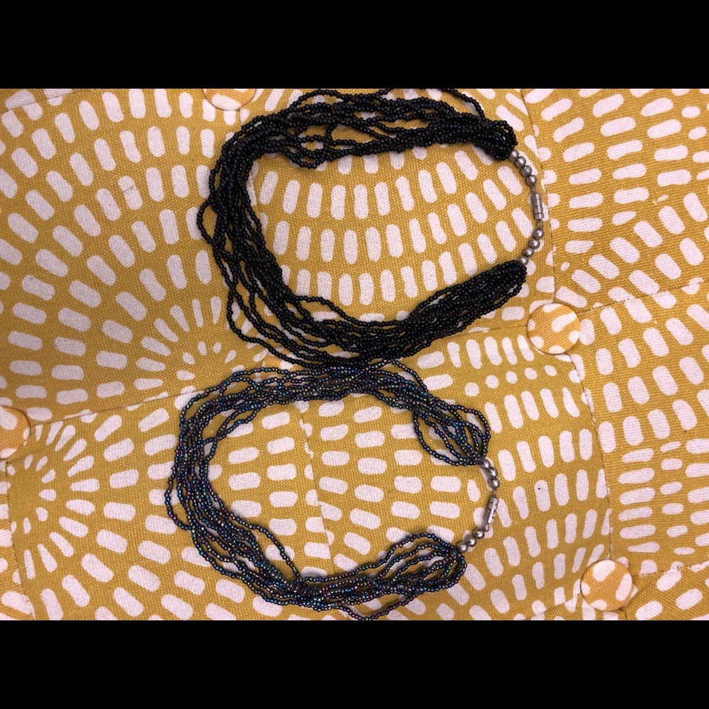 Black & Metallic Glass Bead Necklaces